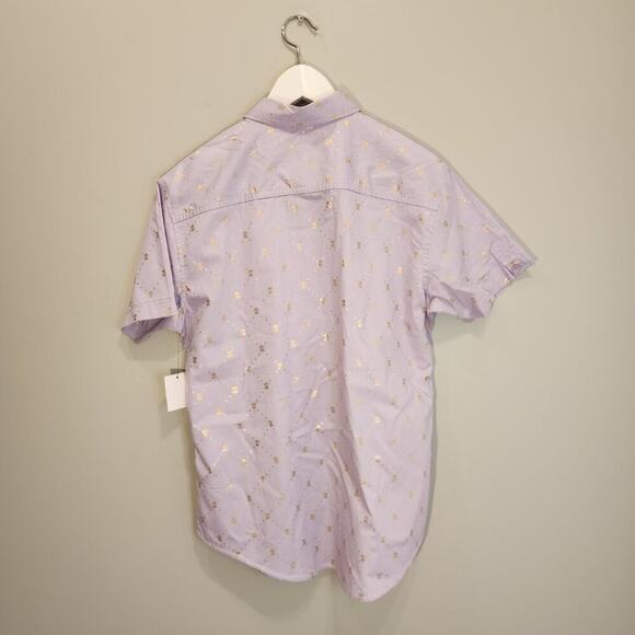 DRILL Clothing Shirt Button Down Purple Gold Bee Casual Preppy Layer - Size M - Picture 2 of 7